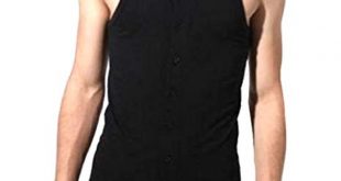 Comfy-Men Natural Cotton One Piece Button Down Flirt Tank Shirt at