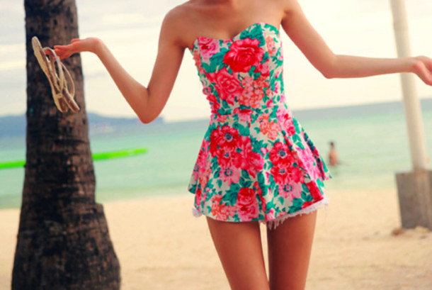 blouse, top, dress, peplum, summer, floral, beach, holidays