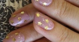 Golden Stars on Pink Nails for Prom | Cute | Nails, Nail Art, Nail