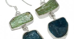 Rough Gemstone !! Handmade Silver Jewelry Prehnite Neon Blue Apatite