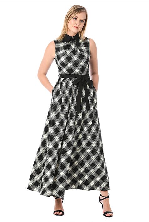 I u003c3 this Knot tie neck check maxi dress from eShakti | career